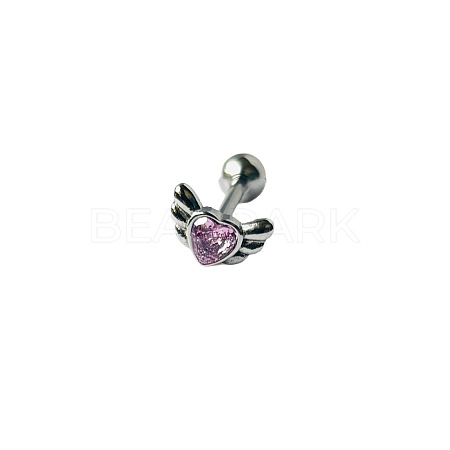 Angel Wing Heart 316L Surgical Stainless Steel Pave Cubic Zirconia Tongue Rings FS-WG901EE-04-1