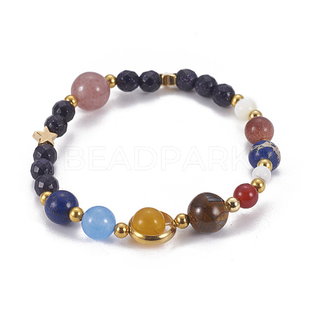 Natural Mixed Stone Beads Stretch Bracelets BJEW-JB04139-1