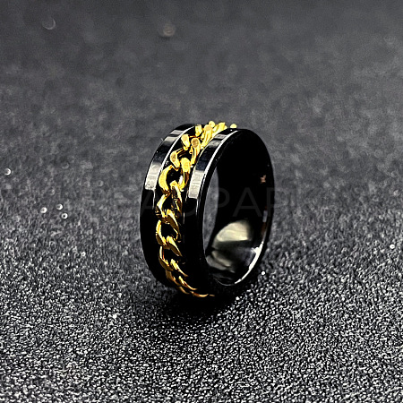 304 Stainless Steel Rotatable Chain Finger Rings for Men FS-WG60CA3-53-1