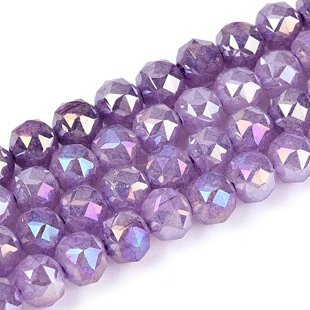 Anti-Tarnish Electroplate Glass Beads Strands GLAA-N064-6mm-02-1