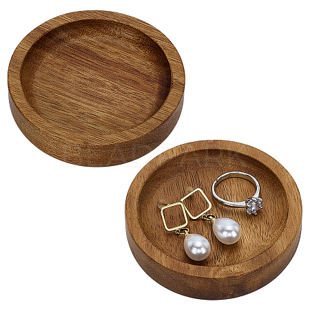 Flat Round Wood Jewelry Plate DJEW-WH0027-06A-1