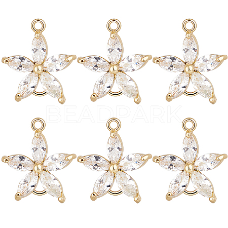 Beebeecraft 8Pcs Brass Pave Clear Cubic Zirconia Connector Charms ZIRC-BBC0002-25-1