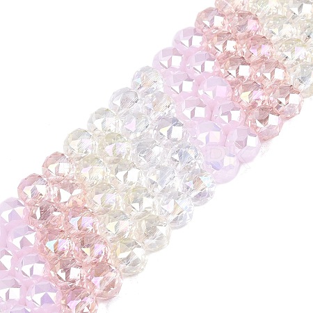 Electroplate Imitation Jade & Opaque & Transparent Glass Beads Strands EGLA-Q135-8MM-A01-1
