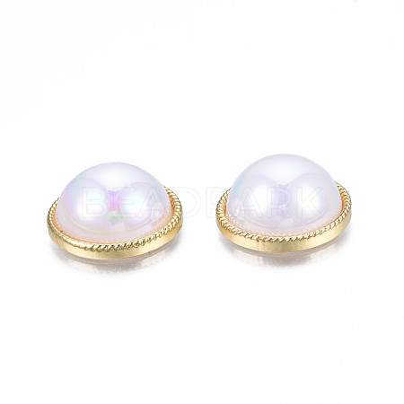 Plated ABS Plastic Imitation Pearl Beads PACR-T012-01-1