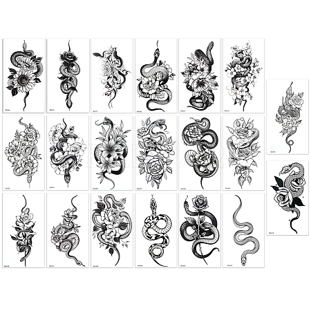 20Pcs 20 Styles Removable Temporary Water Proof Tattoos Paper Stickers DIY-CP0012-48A-1