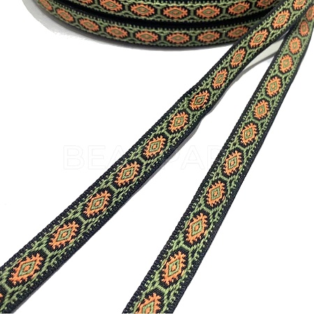 50 Yards Ethnic Style Embroidered Woven Nylon Flower Jacquard Ribbon PW-WG0FDC2-03-1