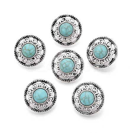 Zinc Metal Alloy & Natural Turquoise Buttons LS-BUTT-WH0057-001C-AS-1
