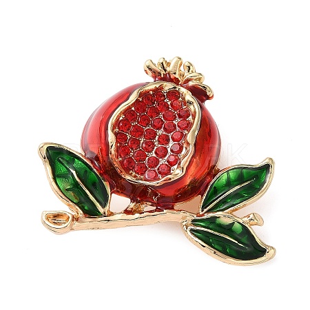 Fruit Theme Alloy Micro Pave Cubic Zirconia & Enamel Pendant Brooches CU-E001-02G-1