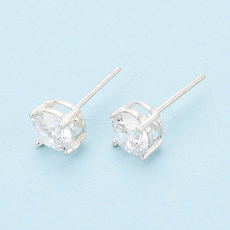 925 Sterling Silver & Clear Cubic Zirconia Stud Earrings STER-T008-70S-02-1