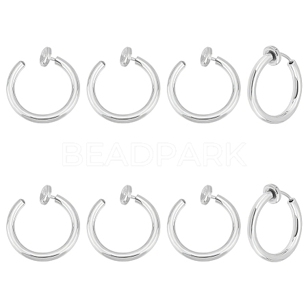 Unicraftale 4 Pairs 201 Stainless Steel Retractable Clip-on Hoop Earrings STAS-UN0052-03B-1