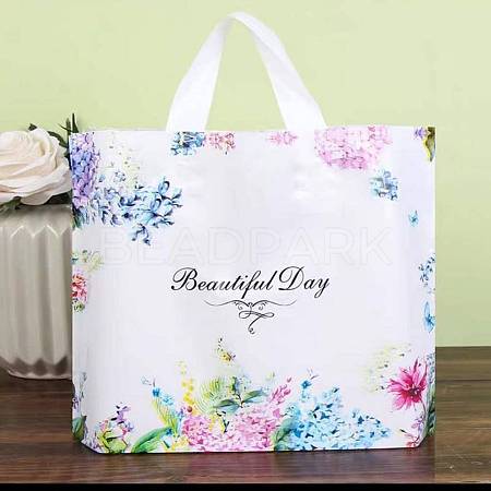 Floral Pattern Printed Plastic Shopping Bags with Handles ABAG-WH0023-14B-1