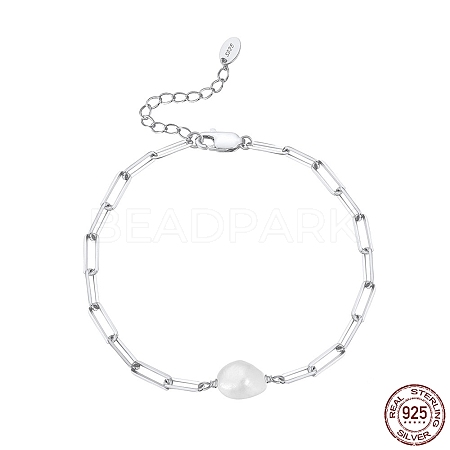Natural Freshwater Pearls Bead Link Bracelets BJEW-I314-135-1