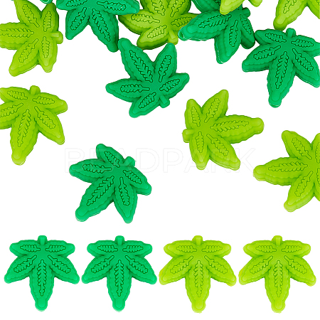 GOMAKERER 24Pcs 2 Colors Maple Leaf Silicone Beads SIL-GO0001-06-1