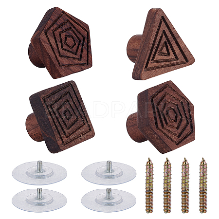 4Pcs 4 Styles Wood Drawer Pull Drop Swing Handles FIND-NB0006-85-1