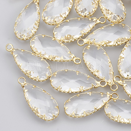 Brass Glass Pendants X-KK-T035-49-1