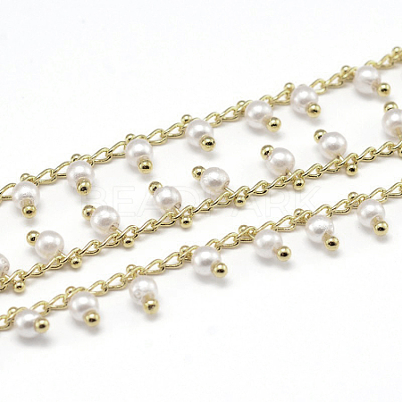 Handmade Imitation Pearl ABS Beaded Chains X-CHC-O003-12G-1