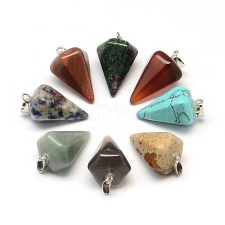 Mixed Cone Pendulum Natural & Synthetic Mixed Stone Pendants G-R220-36-1