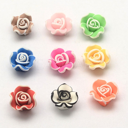 Handmade Polymer Clay 3D Flower Beads X-CLAY-Q198-15mm-M-1