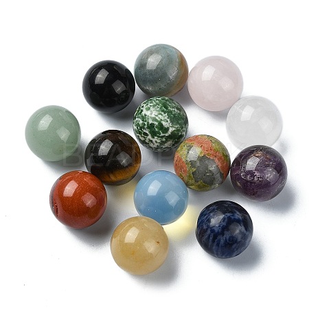 Natural & Synthetic Mixed Gemstone Round Ball Beads G-P519-02-1