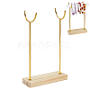 Alloy Crystal Wand Display Stands with Wooden Base BDIS-WH0014-07B-G-1