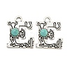 Synthetic Turquoise & Alloy Pendants PALLOY-H146-01AS-E-1