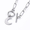 Non-Tarnish Moon 304 Stainless Steel Pendant Necklaces NJEW-JN02888-02-3