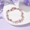 Natural Rose Quartz Chips Beaded Stretch Bracelets for Women BJEW-JB10046-15-1