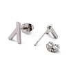304 Stainless Steel Greek Alphabet Stud Earrings STAS-D007-07P-11-2