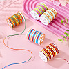 6 Rolls 6 Colors Segment Dyed Twisted Waxed Polyester Cord YC-TA0001-09-7