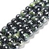 Electroplated Natural Fire Crackle Agate Round Beads Strands G-G0006-A02-04-2