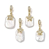 Ocean Natural Baroque Keshi Pearl and Brass Micro Pave Cubic Zirconia European Dangle Charms PALLOY-JF05769-1