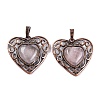 Natural Rose Quartz Peach Love Heart Pendants G-G158-01-18-1
