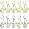 5Pcs Opaque Acrylic Tennis with Alloy Tennis Racket Keychains KEYC-YW00243-01-2