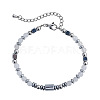 Natural White Jade & Stainless Steel Beaded Bracelets for Women LS-ID8226-5-1