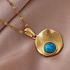 Vintage Style 304 Stainless Steel and Synthetic Turquoise Textured Disc Pendant Necklaces for Women JC9668-2