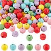 Olycraft 180Pcs 6 Style Painted Natural Wood Beehive Beads WOOD-OC0001-88-1