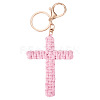 Cotton Cord Cross Keychains AJEW-TAC0031-03A-1