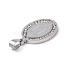304 Stainless Steel Crystal Rhinestone Flat Oval with Virgin Mary Holy Pendants STAS-E093-01-4