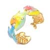 Ocean 304 Stainless Steel Enamel Cuff Bangles for Women BJEW-F518-02B-G-2