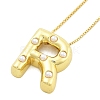 Brass & Plastic Pearl Letter Pendant Box Chain Necklaces for Women NJEW-U017-01G-18-2