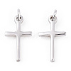 Rhodium Plated 925 Sterling Silver Religion Cross with 925 Stamp & Jump Rings STER-T007-51P-1