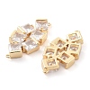 Brass Pave Clear Glass Connector Charms KK-Q811-03KCG-2