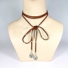 Flat Round Alloy with Suede Cord Lariat Necklaces FS-WG2B7B2-02-1