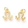 Brass Micro Pave Clear Cubic Zirconia Charms ZIRC-O036-30G-H-2