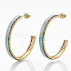 Brass Micro Pave Colorful Cubic Zirconia Stud Earrings EJEW-S209-11A-1