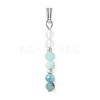 Faceted Round Natural Quartz Crystal & Amazonite & Apatite Beaded Pendants PALLOY-JF03529-03-1