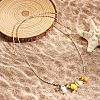 Summer Beach Porcelain Fish & Natural Cowrie Shell Pendant Cotton Cord Adjustable Necklaces FS-WG63638-03-1