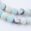 Frosted Natural Flower Amazonite Round Bead Strands X-G-E334-6mm-09-3