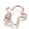 Brass Micro Pave Clear Cubic Zirconia Screw Carabiner Lock Charms ZIRC-T013-06RG-NF-2