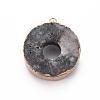 Edge Golden Plated Natural Druzy Agate Pendants G-S359-185-3